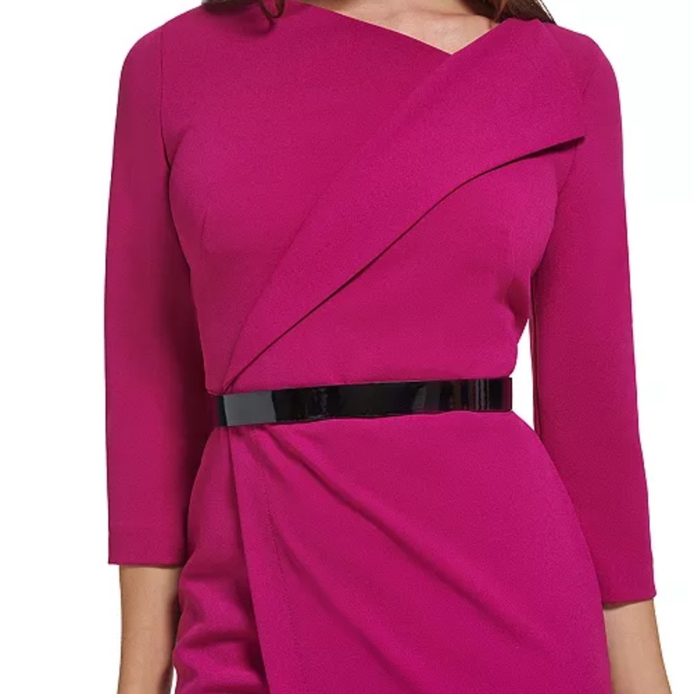 Calvin Klein Pink Asymmetrical Wrap Dress Cocktail